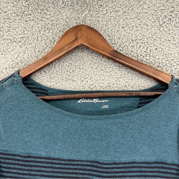 Eddie Bauer T-Shirt Long Sleeve Striped Blue Women Size Large - Picture 3 of 7